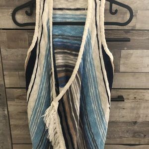 Justice Knit Stripe Fringe Vest